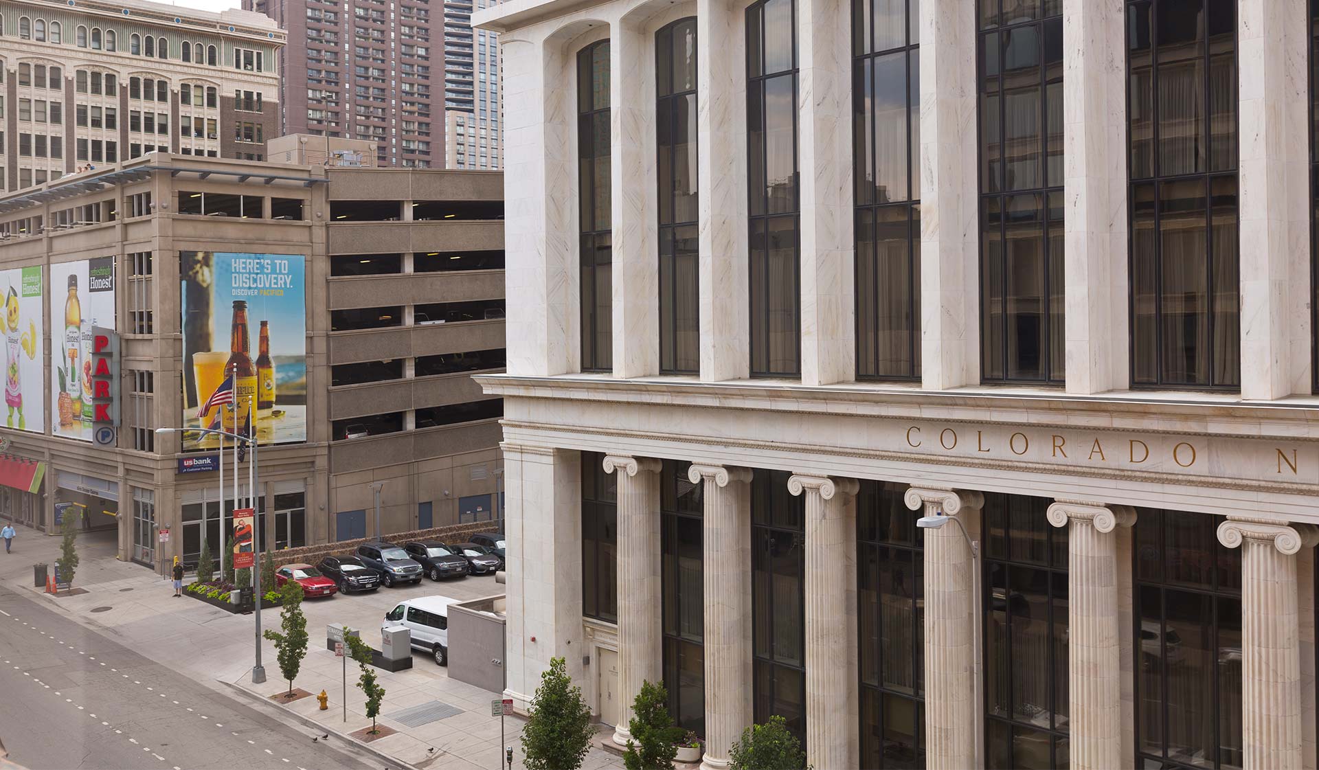 Views of the historic Colorado National Bank from your home