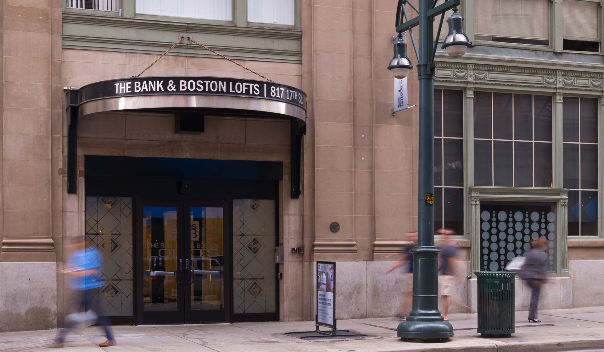 Entrance to The Bank Lofts right off of 17th st