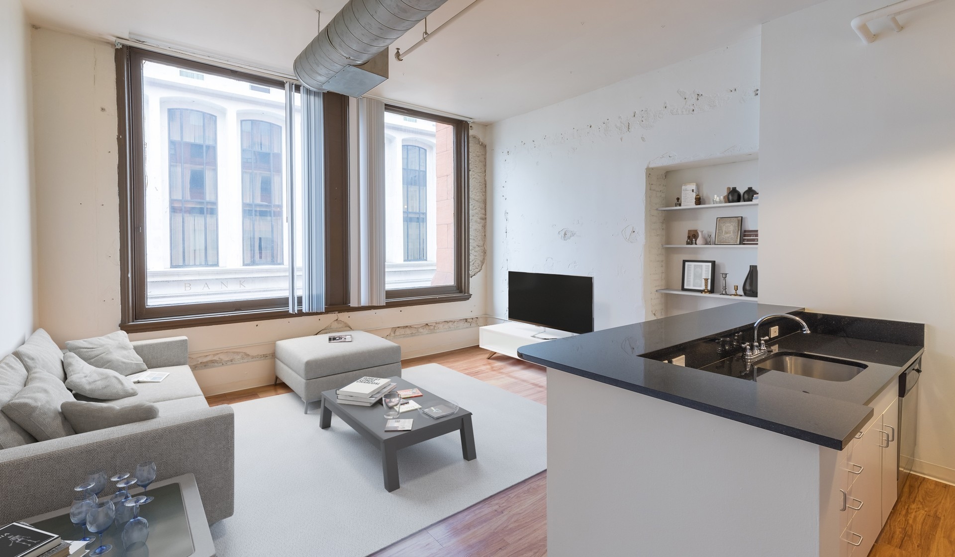 Kitchen opens up to the living room